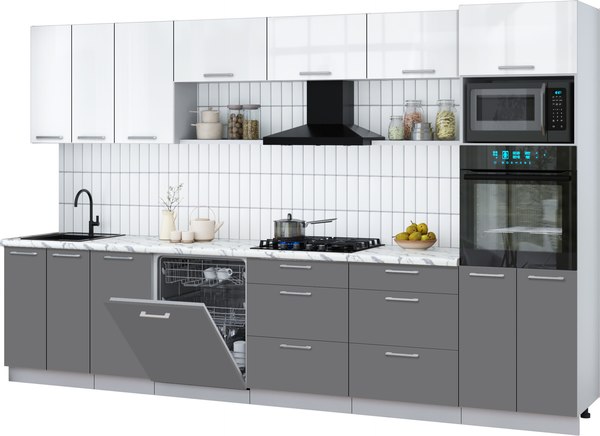 Кухонный гарнитур Интерлиния Мила Gloss 3.4-ПМ1-2 - фото