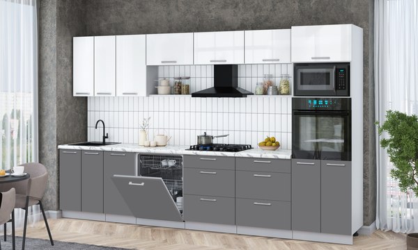 Кухонный гарнитур Интерлиния Мила Gloss 3.4-ПМ1-2