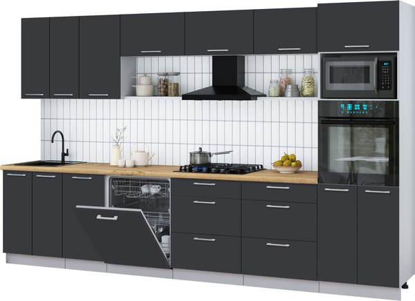 Кухонный гарнитур Интерлиния Мила Gloss 3.4-ПМ1-2 - фото