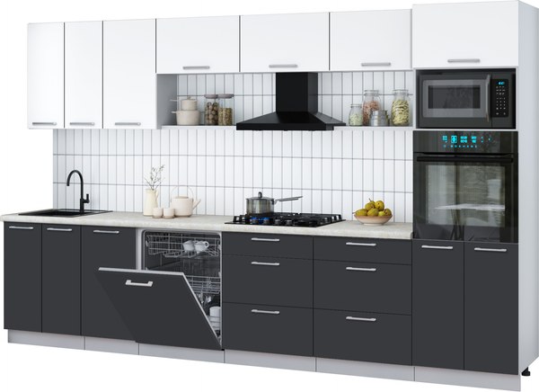 Кухонный гарнитур Интерлиния Мила Gloss 3.4-ПМ1-2 - фото
