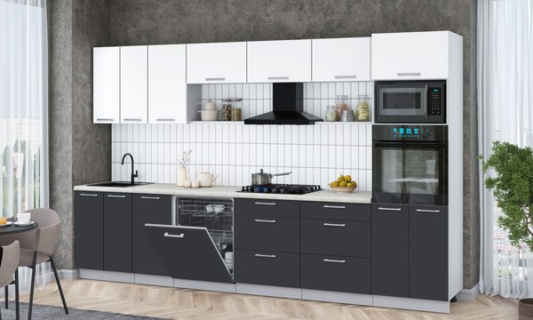 Кухонный гарнитур Интерлиния Мила Gloss 3.4-ПМ1-2