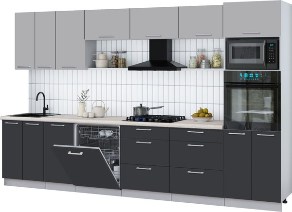 Кухонный гарнитур Интерлиния Мила Gloss 3.4-ПМ1-2 - фото