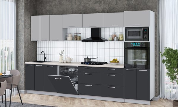 Кухонный гарнитур Интерлиния Мила Gloss 3.4-ПМ1-2