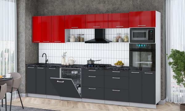 Кухонный гарнитур Интерлиния Мила Gloss 3.4-ПМ1-2