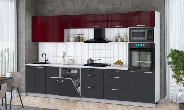 Кухонный гарнитур Интерлиния Мила Gloss 3.4-ПМ1-2