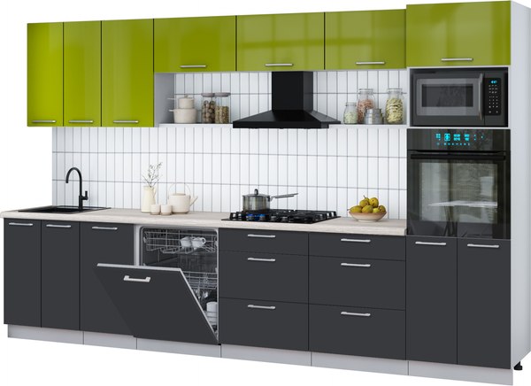 Кухонный гарнитур Интерлиния Мила Gloss 3.4-ПМ1-2 - фото