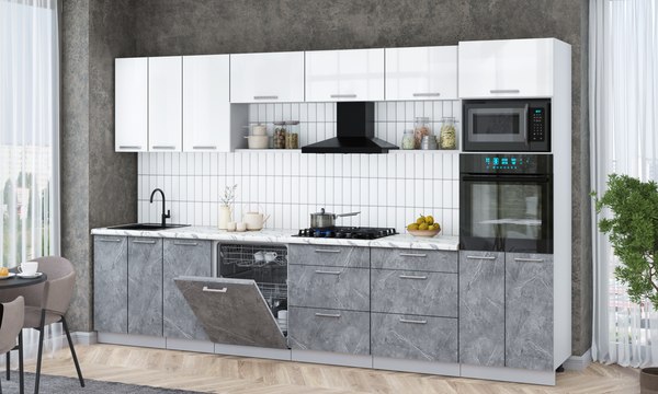 Кухонный гарнитур Интерлиния Мила Gloss 3.4-ПМ1-2