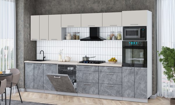 Кухонный гарнитур Интерлиния Мила Gloss 3.4-ПМ1-2