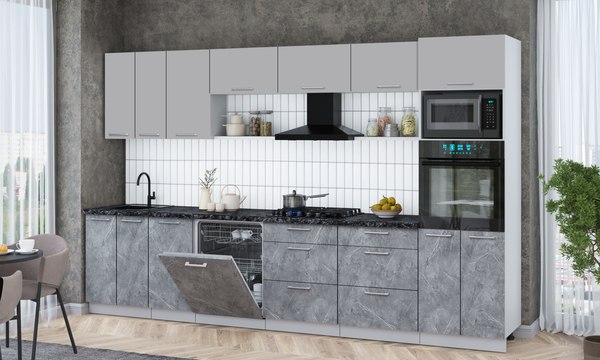 Кухонный гарнитур Интерлиния Мила Gloss 3.4-ПМ1-2