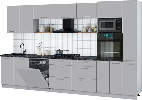Кухонный гарнитур Интерлиния Мила Gloss 3.5-ПМ1 - фото