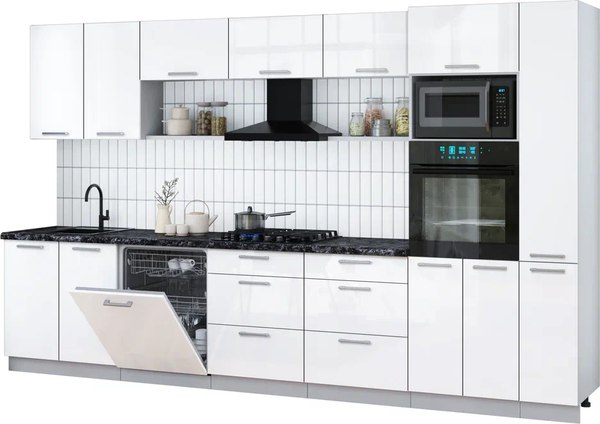 Кухонный гарнитур Интерлиния Мила Gloss 3.5-ПМ1 - фото