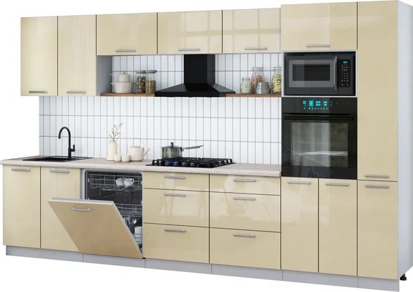 Кухонный гарнитур Интерлиния Мила Gloss 3.5-ПМ1 - фото