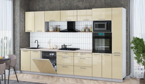 Кухонный гарнитур Интерлиния Мила Gloss 3.5-ПМ1