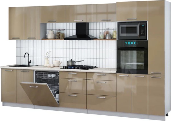 Кухонный гарнитур Интерлиния Мила Gloss 3.5-ПМ1 - фото