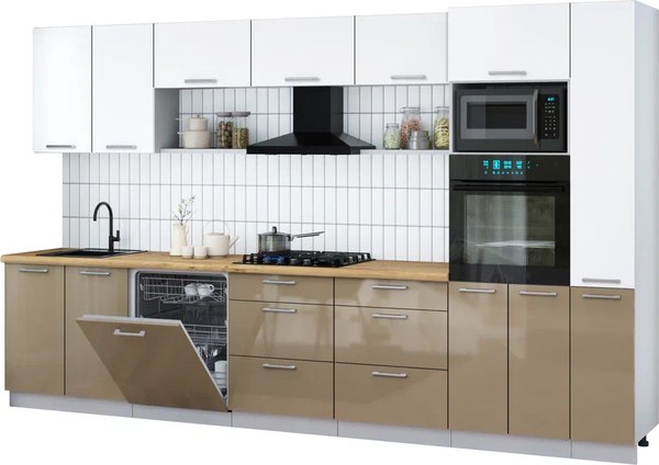 Кухонный гарнитур Интерлиния Мила Gloss 3.5-ПМ1 - фото