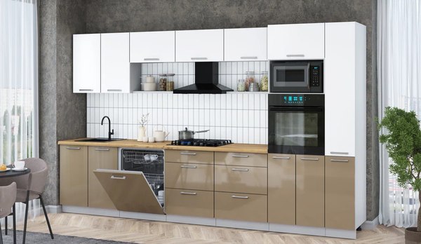 Кухонный гарнитур Интерлиния Мила Gloss 3.5-ПМ1