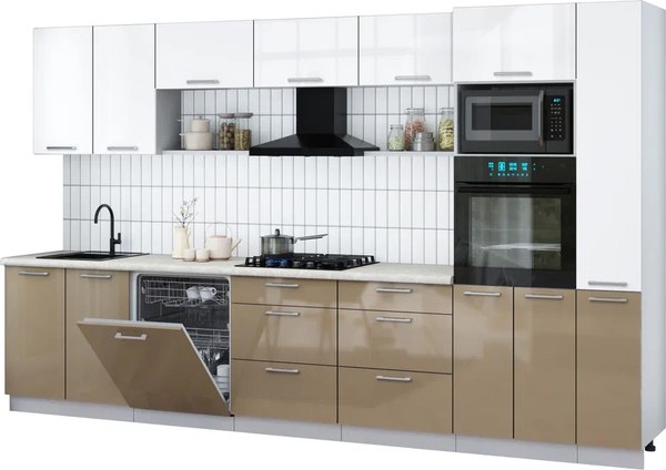 Кухонный гарнитур Интерлиния Мила Gloss 3.5-ПМ1 - фото