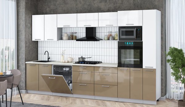 Кухонный гарнитур Интерлиния Мила Gloss 3.5-ПМ1