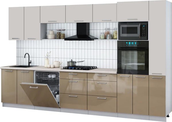 Кухонный гарнитур Интерлиния Мила Gloss 3.5-ПМ1 - фото