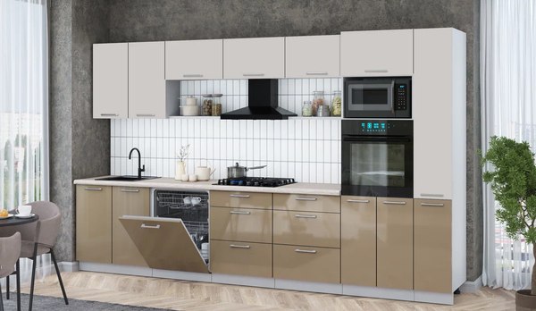 Кухонный гарнитур Интерлиния Мила Gloss 3.5-ПМ1