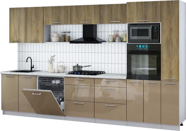 Кухонный гарнитур Интерлиния Мила Gloss 3.5-ПМ1 - фото