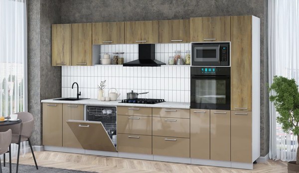 Кухонный гарнитур Интерлиния Мила Gloss 3.5-ПМ1