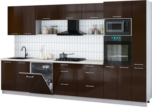 Кухонный гарнитур Интерлиния Мила Gloss 3.5-ПМ1 - фото