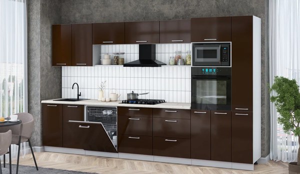 Кухонный гарнитур Интерлиния Мила Gloss 3.5-ПМ1