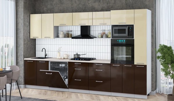 Кухонный гарнитур Интерлиния Мила Gloss 3.5-ПМ1