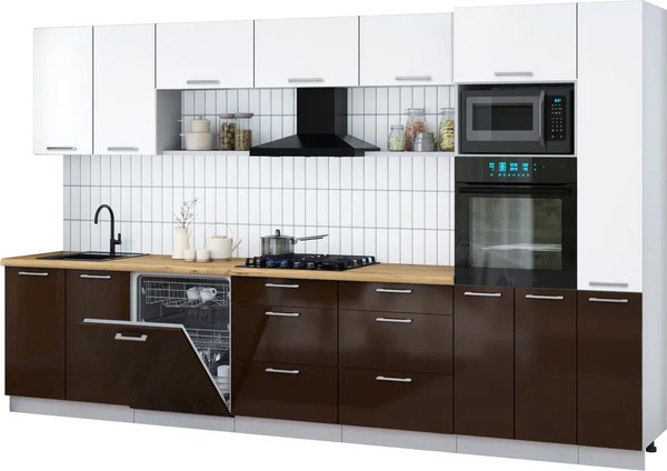 Кухонный гарнитур Интерлиния Мила Gloss 3.5-ПМ1 - фото