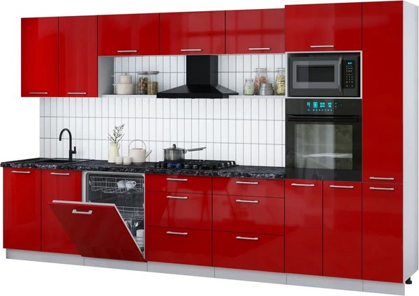 Кухонный гарнитур Интерлиния Мила Gloss 3.5-ПМ1 - фото