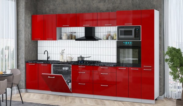 Кухонный гарнитур Интерлиния Мила Gloss 3.5-ПМ1