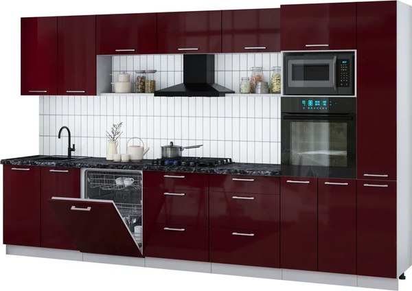 Кухонный гарнитур Интерлиния Мила Gloss 3.5-ПМ1 - фото