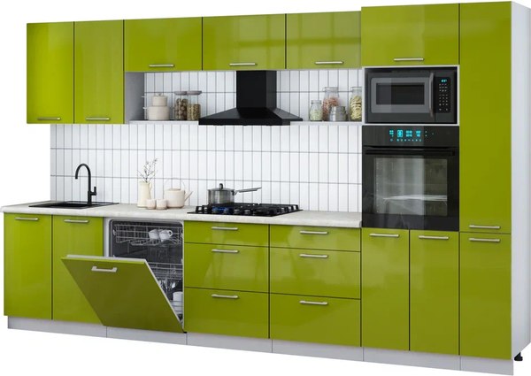 Кухонный гарнитур Интерлиния Мила Gloss 3.5-ПМ1 - фото