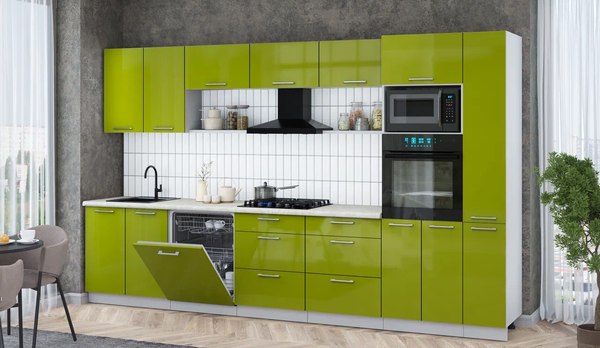 Кухонный гарнитур Интерлиния Мила Gloss 3.5-ПМ1