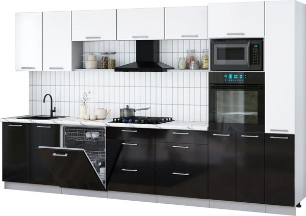 Кухонный гарнитур Интерлиния Мила Gloss 3.5-ПМ1 - фото