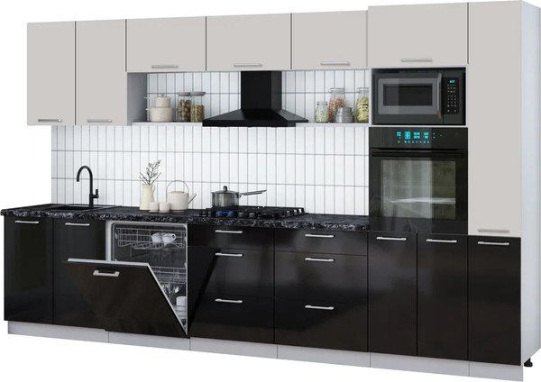 Кухонный гарнитур Интерлиния Мила Gloss 3.5-ПМ1 - фото