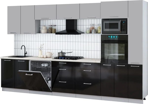 Кухонный гарнитур Интерлиния Мила Gloss 3.5-ПМ1 - фото