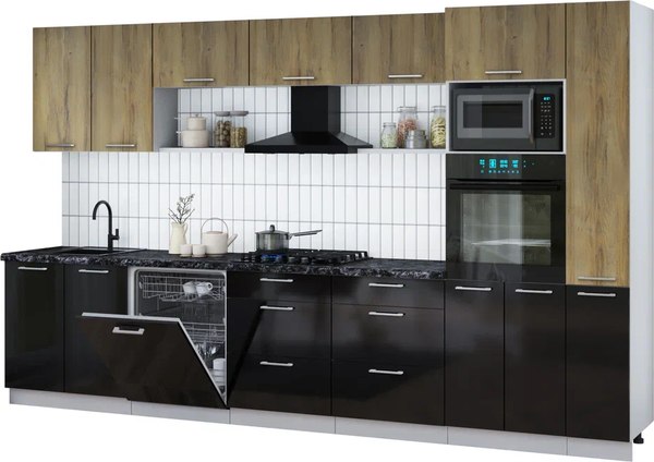 Кухонный гарнитур Интерлиния Мила Gloss 3.5-ПМ1 - фото