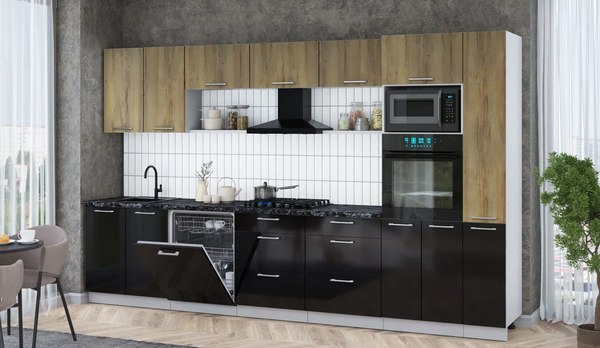 Кухонный гарнитур Интерлиния Мила Gloss 3.5-ПМ1