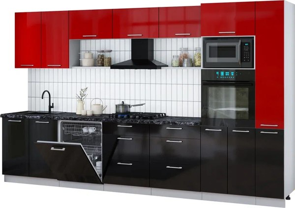 Кухонный гарнитур Интерлиния Мила Gloss 3.5-ПМ1 - фото