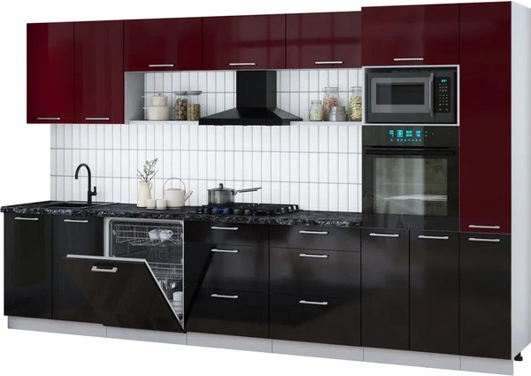 Кухонный гарнитур Интерлиния Мила Gloss 3.5-ПМ1 - фото