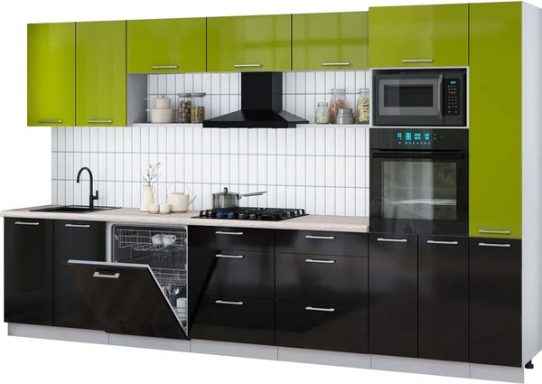 Кухонный гарнитур Интерлиния Мила Gloss 3.5-ПМ1 - фото