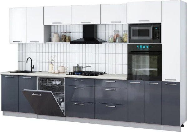 Кухонный гарнитур Интерлиния Мила Gloss 3.5-ПМ1 - фото