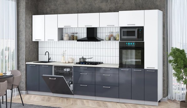 Кухонный гарнитур Интерлиния Мила Gloss 3.5-ПМ1