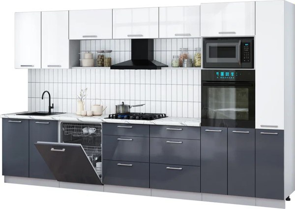 Кухонный гарнитур Интерлиния Мила Gloss 3.5-ПМ1 - фото