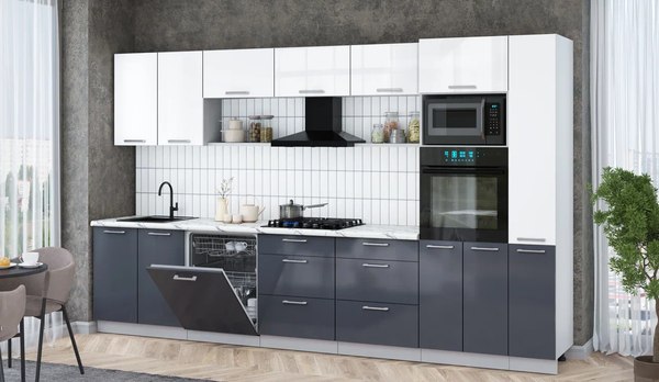 Кухонный гарнитур Интерлиния Мила Gloss 3.5-ПМ1