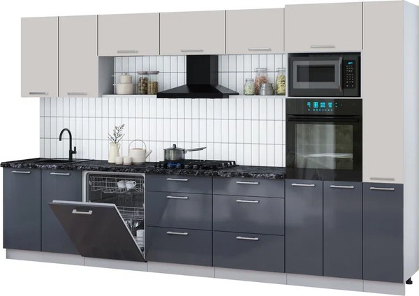 Кухонный гарнитур Интерлиния Мила Gloss 3.5-ПМ1 - фото