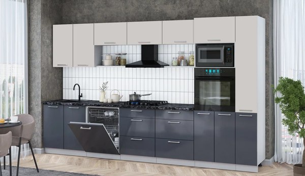 Кухонный гарнитур Интерлиния Мила Gloss 3.5-ПМ1