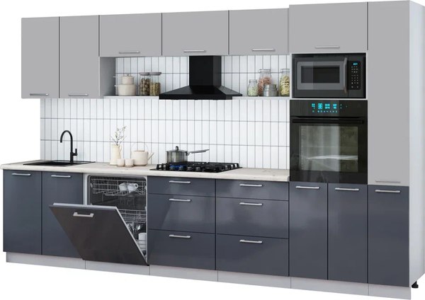 Кухонный гарнитур Интерлиния Мила Gloss 3.5-ПМ1 - фото